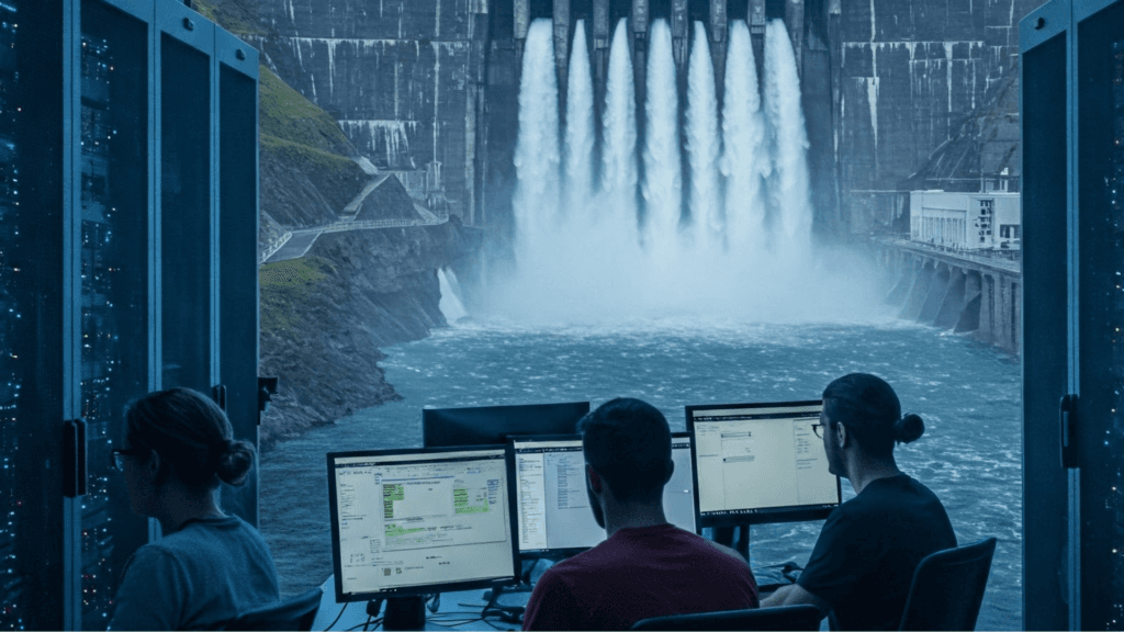 Bitcoin mining under a dam